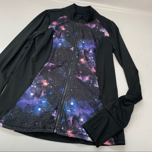 Her Universe Womans Zip Sweatshirt  Medium Black Space  Print Pockets Activewear - Picture 9 of 10